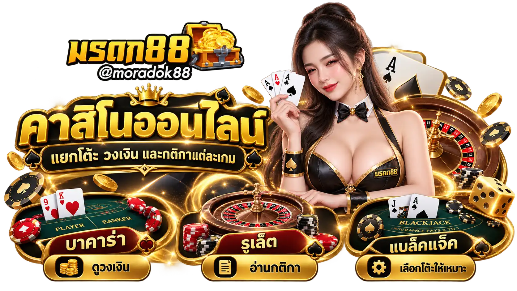 moradok88 คาสิโนออนไลน์ แยกโต๊ะ วงเงิน และกติกาแต่ละเกม