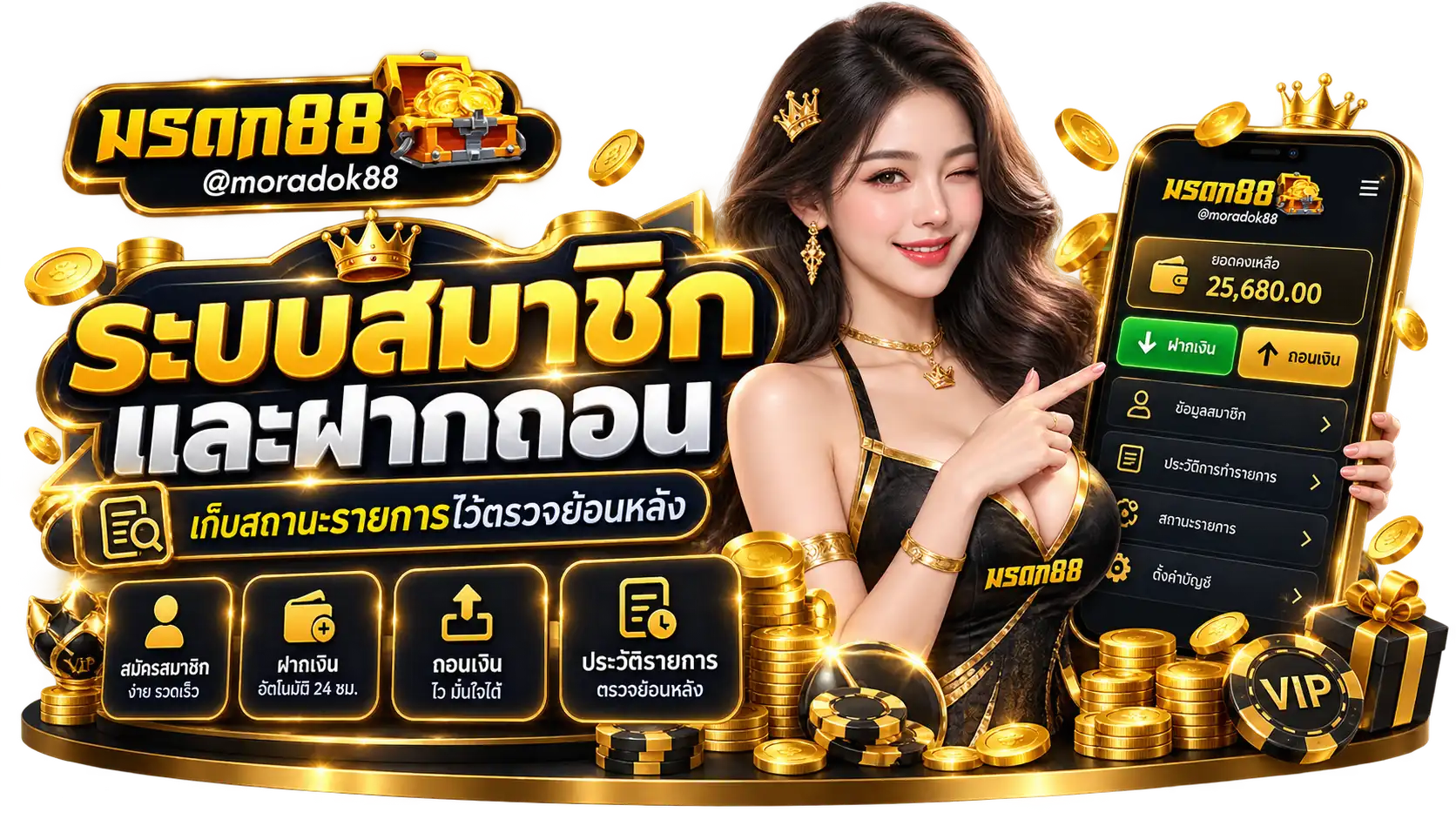 moradok88 ระบบสมาชิกและฝากถอน เก็บสถานะรายการไว้ตรวจย้อนหลัง